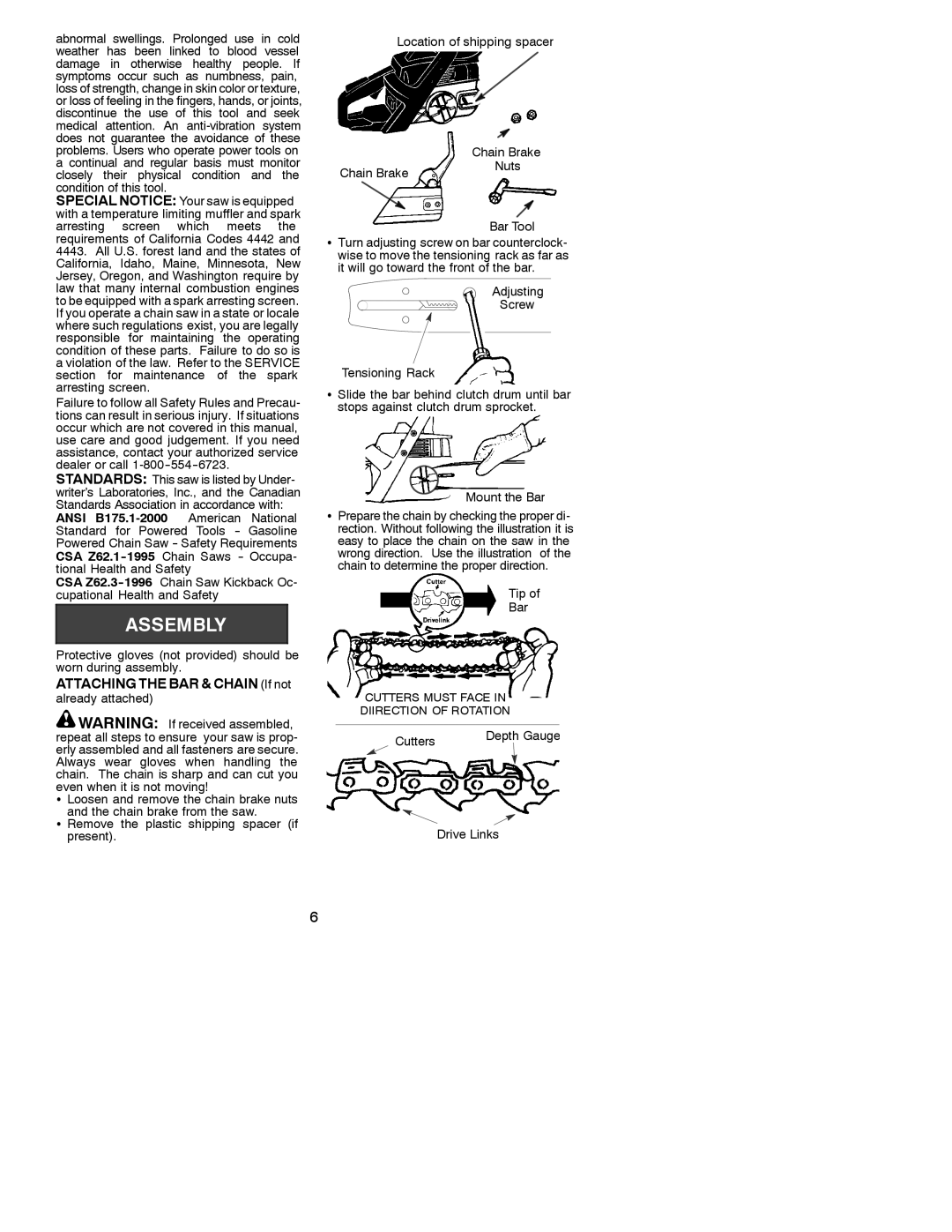 Poulan 530086680 instruction manual Attaching the BAR & Chain If not, Cutters Depth Gauge Drive Links 