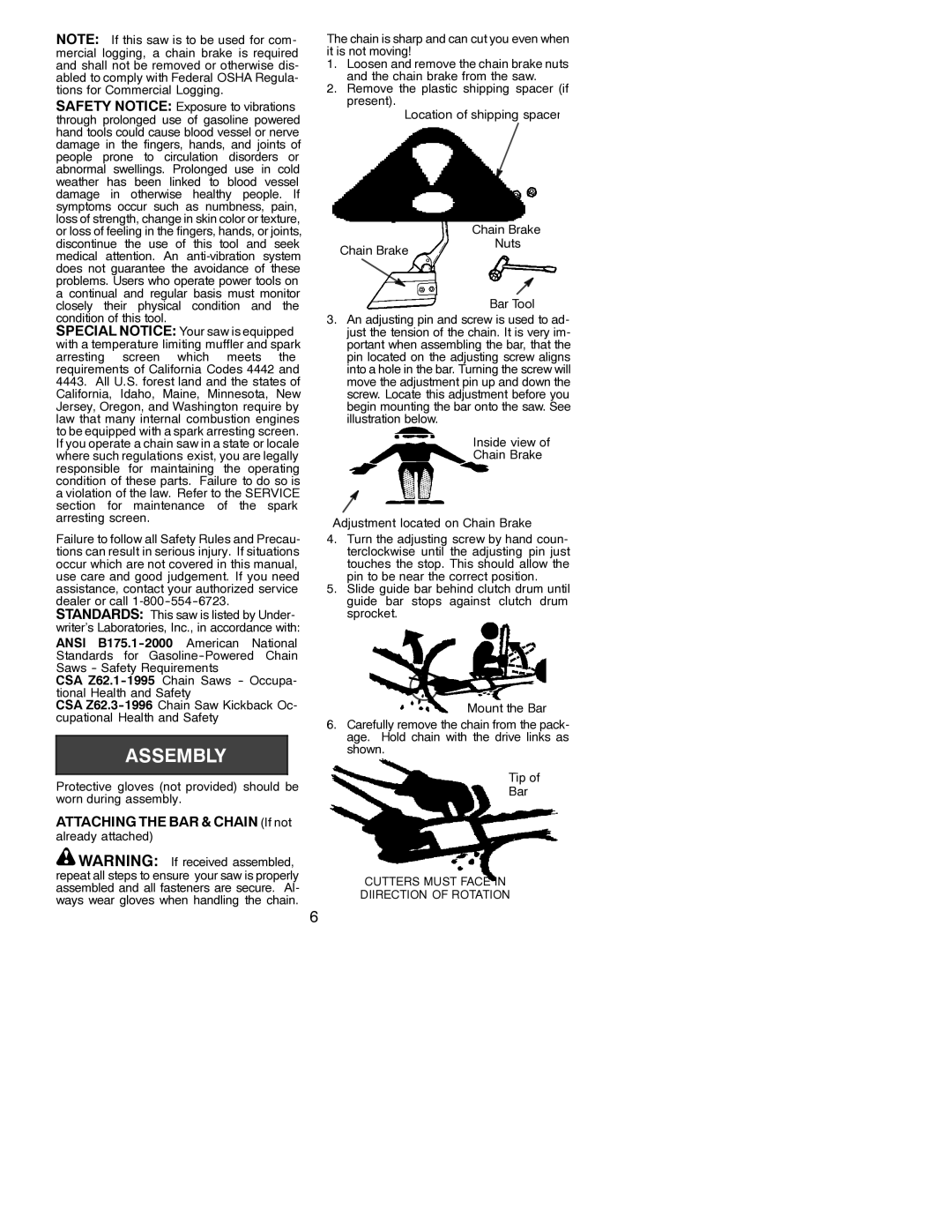 Poulan 530088308 instruction manual Attaching the BAR & Chain If not 