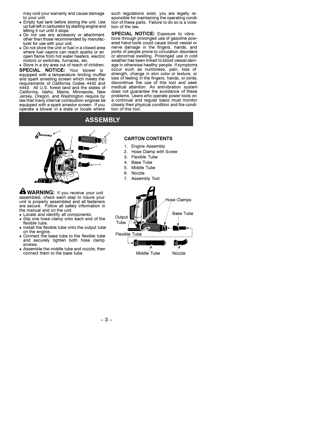 Poulan 530088812 instruction manual Carton Contents 