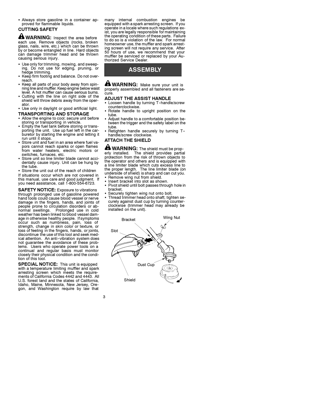 Poulan 2001-05, 530088909 Cutting Safety, Transporting and Storage, Adjust the Assist Handle, Attach the Shield 