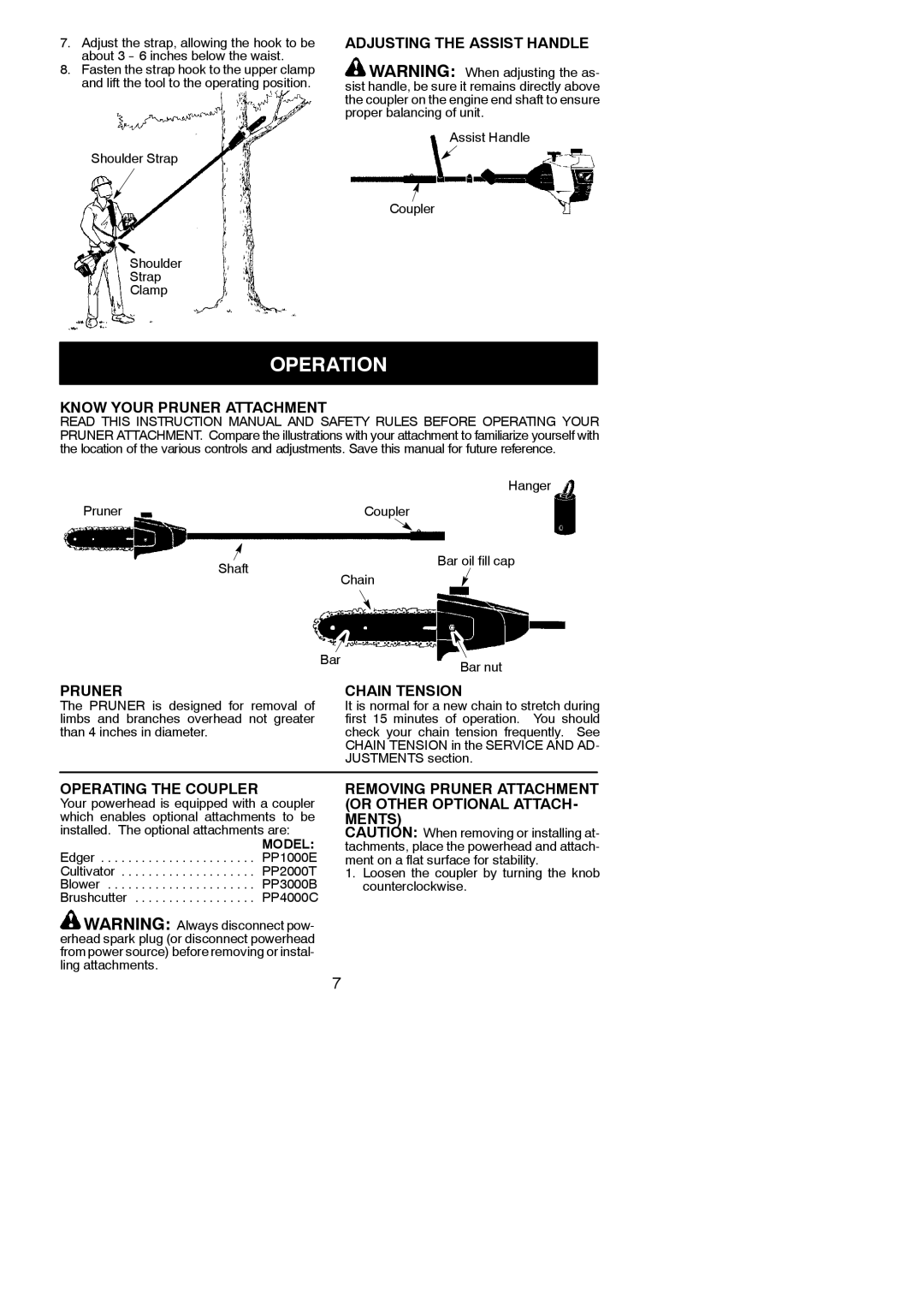 Poulan PP5000P, 530163467 instruction manual Operation 