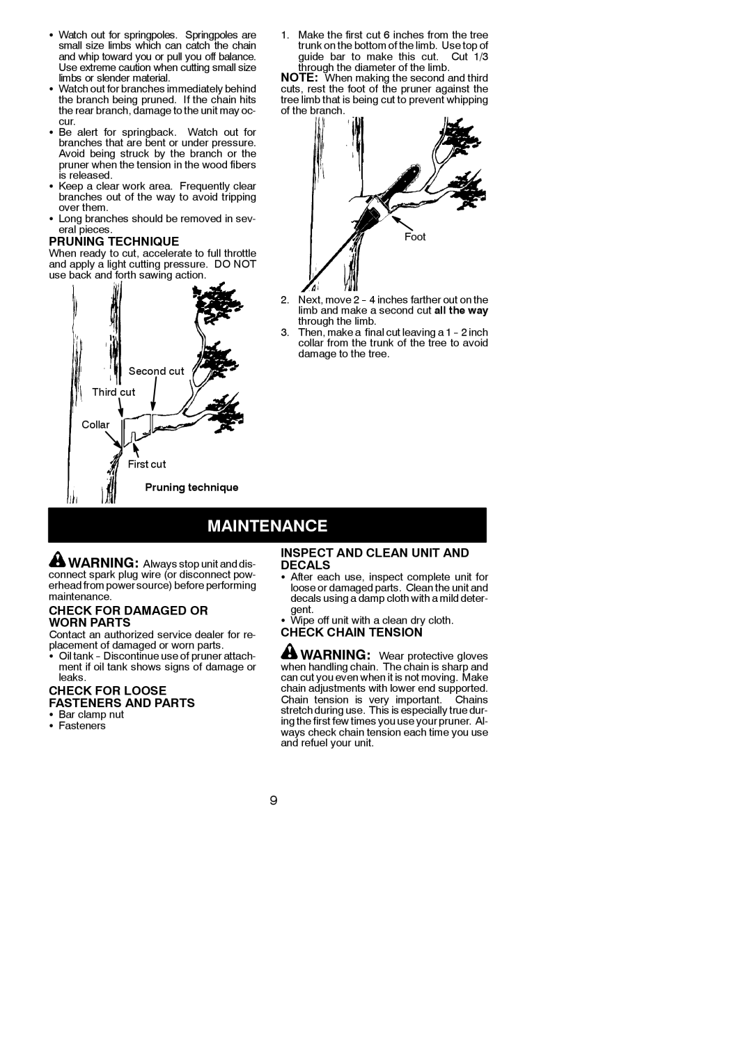 Poulan PP5000P, 530163467 instruction manual Maintenance 