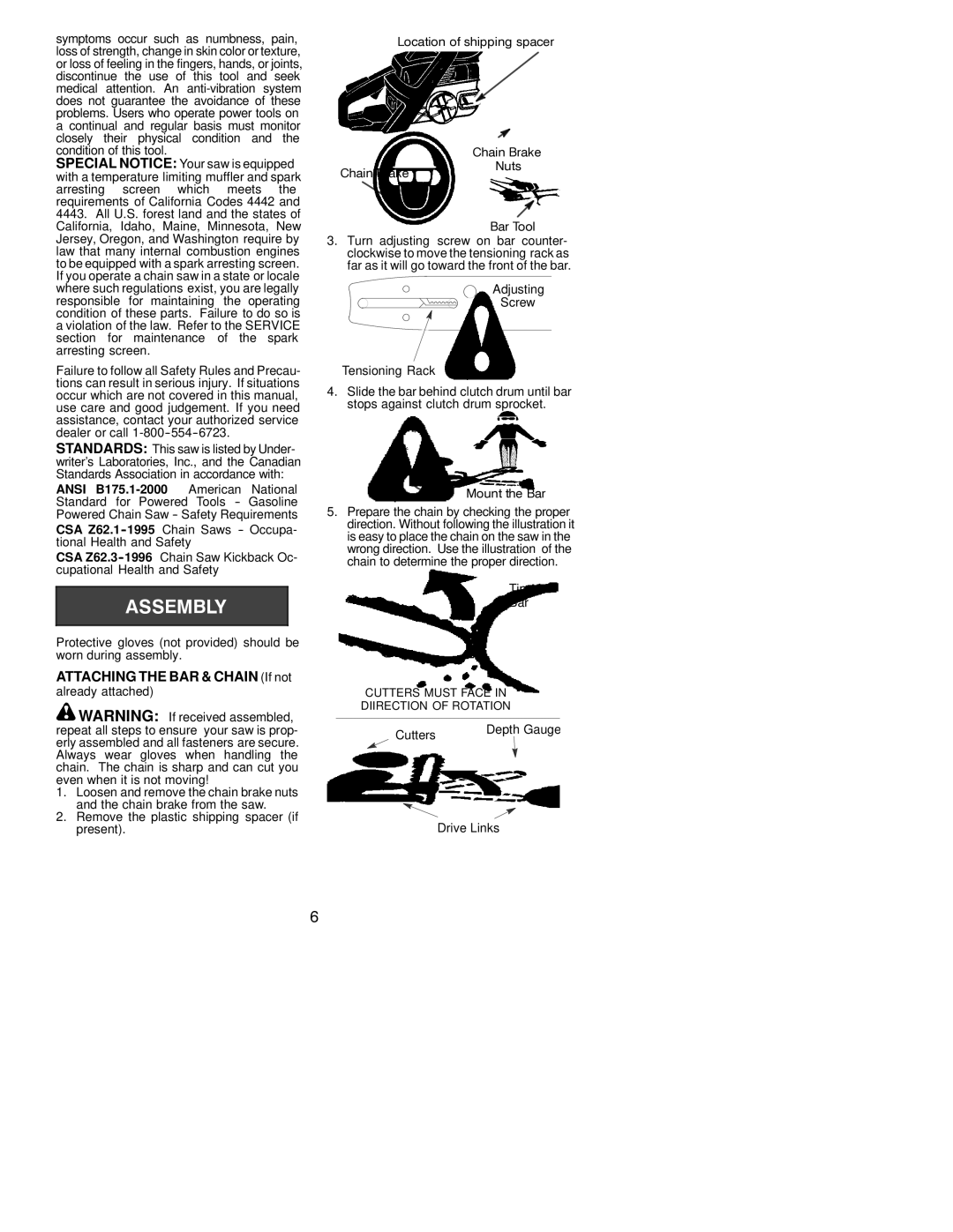 Poulan 530163638, 2002-11 instruction manual Attaching the BAR & Chain If not, Tip Bar, Cutters Depth Gauge Drive Links 