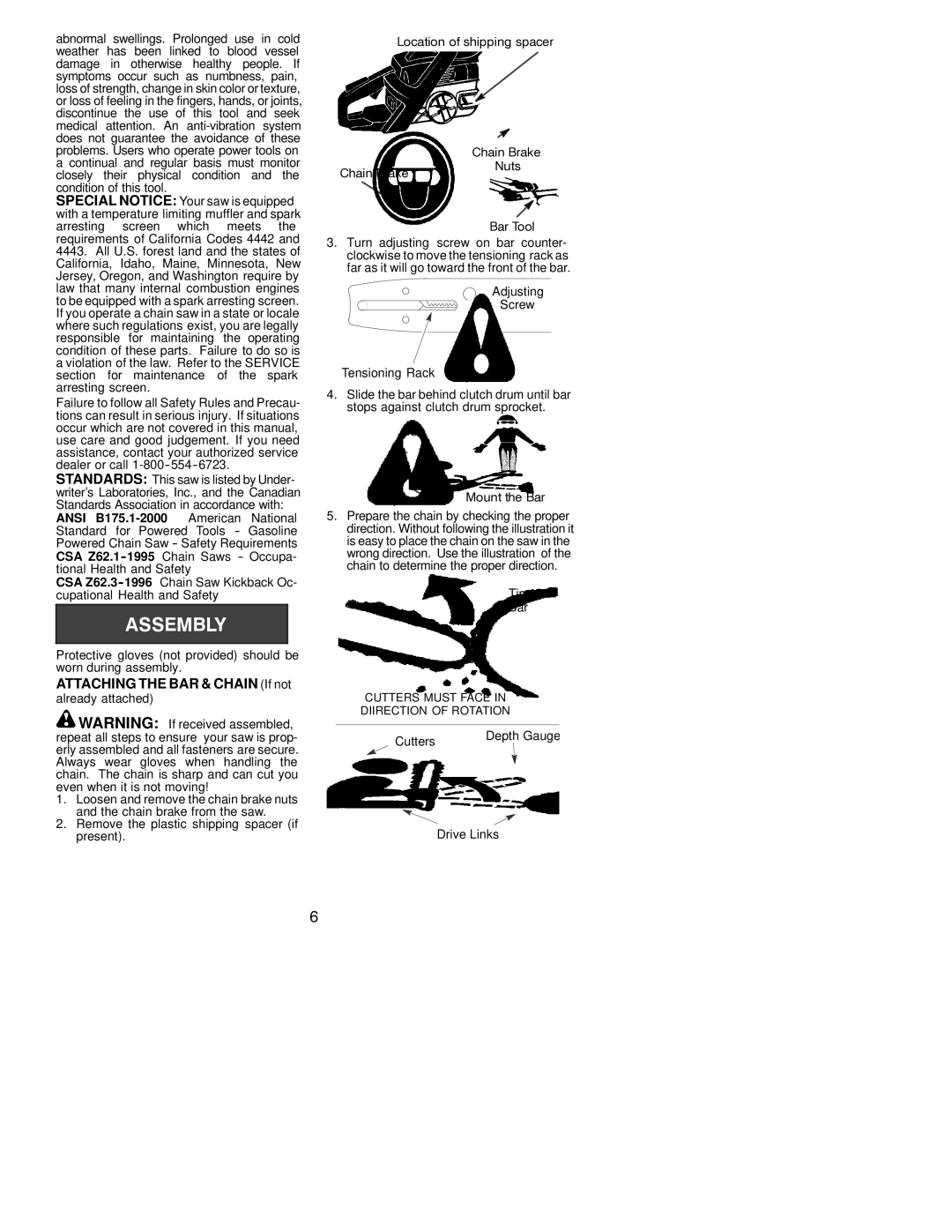 Poulan 530163652 instruction manual Attaching the BAR & Chain If not, Tip Bar, Cutters Depth Gauge Drive Links 