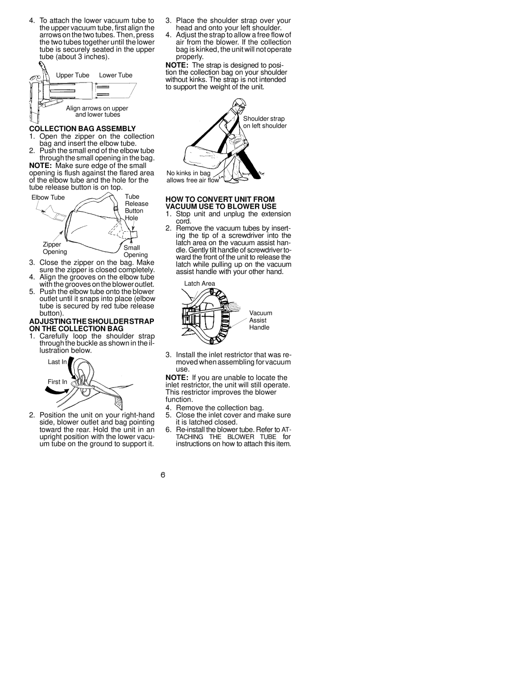 Poulan 530164107 instruction manual Collection BAG Assembly, Adjustingthe Shoulderstrap on the Collection BAG 