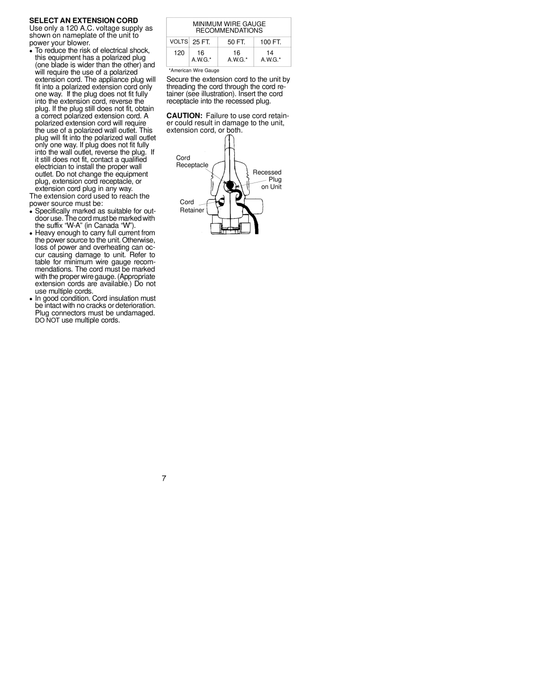 Poulan 530164107 instruction manual Select AN Extension Cord, Use multiple cords 