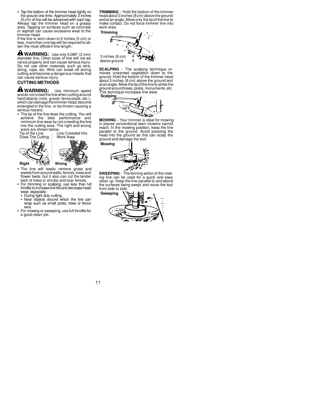 Poulan 530164253 instruction manual Cutting Methods 