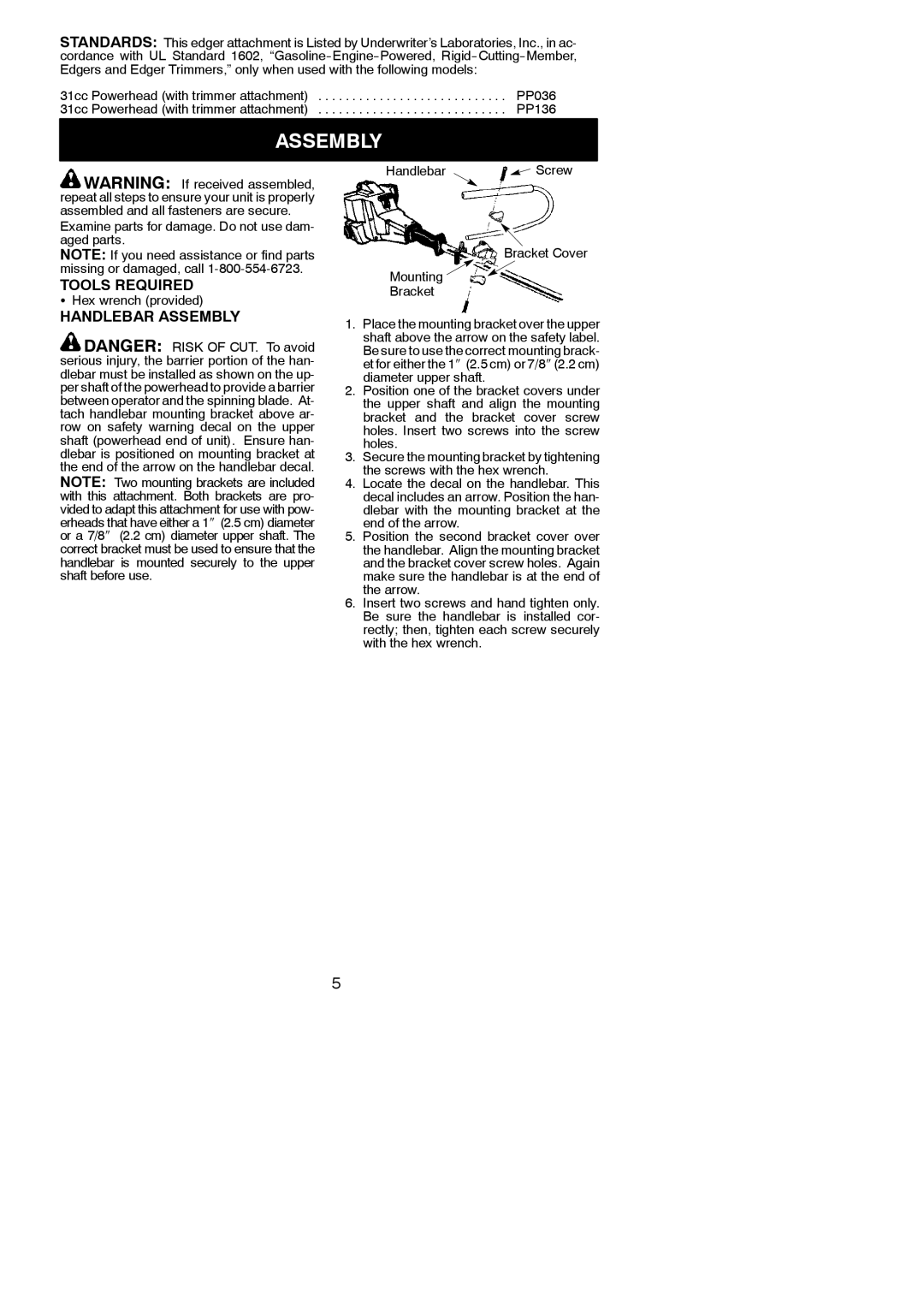 Poulan 530164267 instruction manual Tools Required, Handlebar Assembly 