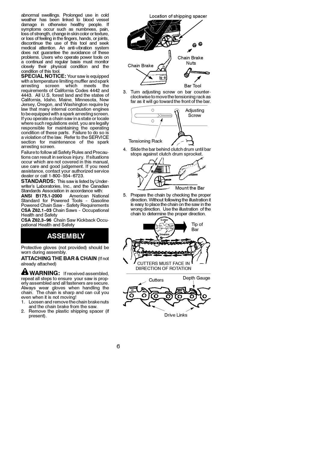 Poulan 530164817, 2004-06 instruction manual Assembly, Attaching the BAR & Chain If not, Chain Brake Nuts, Mount the Bar 