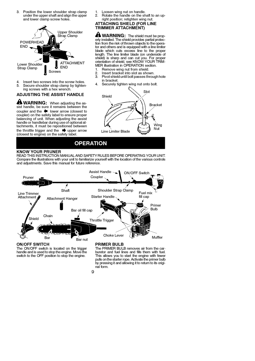 Poulan 530165221 instruction manual Operation 