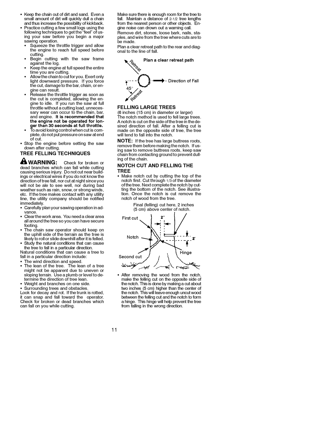 Poulan 2004-09, 530165225 Tree Felling Techniques, Felling Large Trees, Notch CUT and Felling the Tree, Direction of Fall 