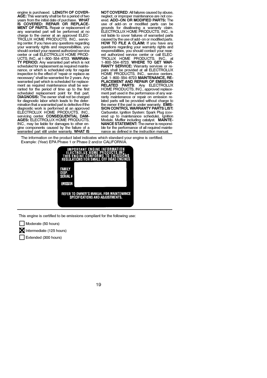 Poulan 530165399-1 instruction manual Placement and Repair of Emission 