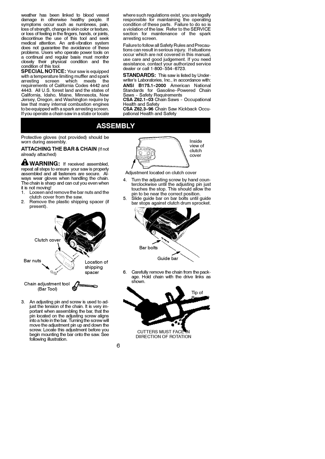 Poulan 530165399-1 instruction manual Assembly, Attaching the BAR & Chain If not 