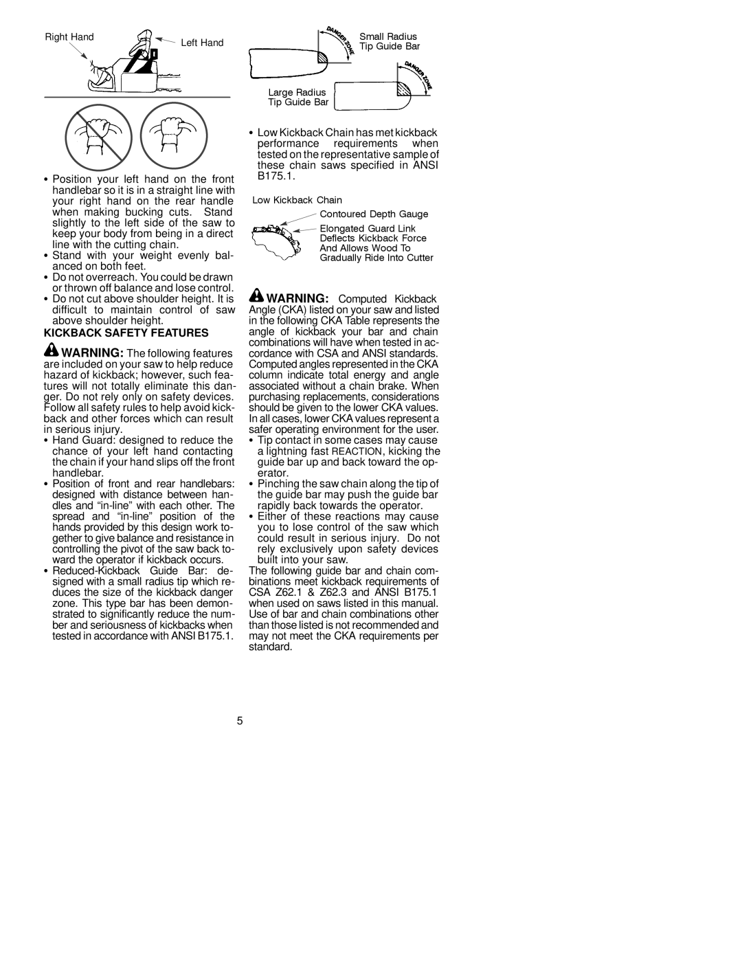 Poulan 530403514 instruction manual Kickback Safety Features, Erator 