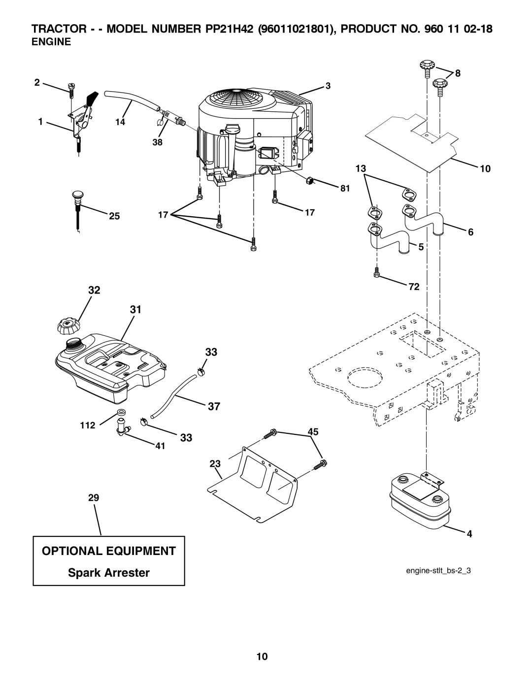 Poulan 532 41 91-64 manual Optional Equipment, Engine 