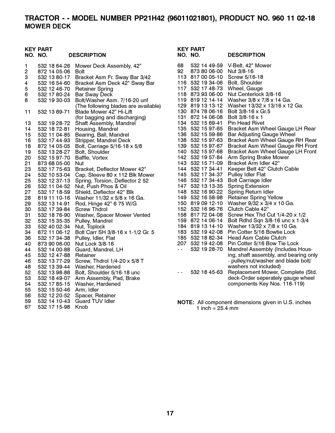 Poulan 532 41 91-64 manual KEY Part NO. NO. Description 