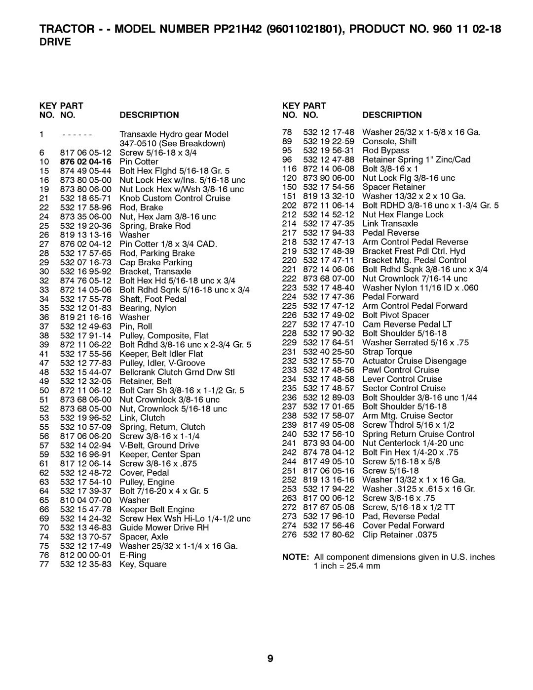 Poulan 532 41 91-64 manual Drive, 876 02 