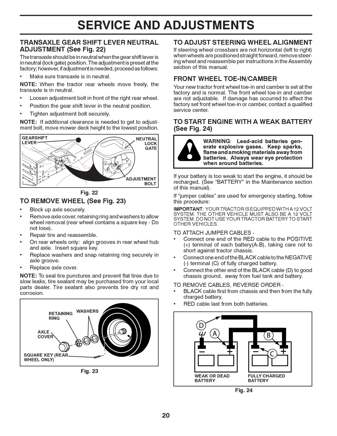 Poulan PXT175G42 Transaxle Gear Shift Lever Neutral Adjustment See Fig, To Remove Wheel See Fig, Front Wheel TOE-IN/CAMBER 