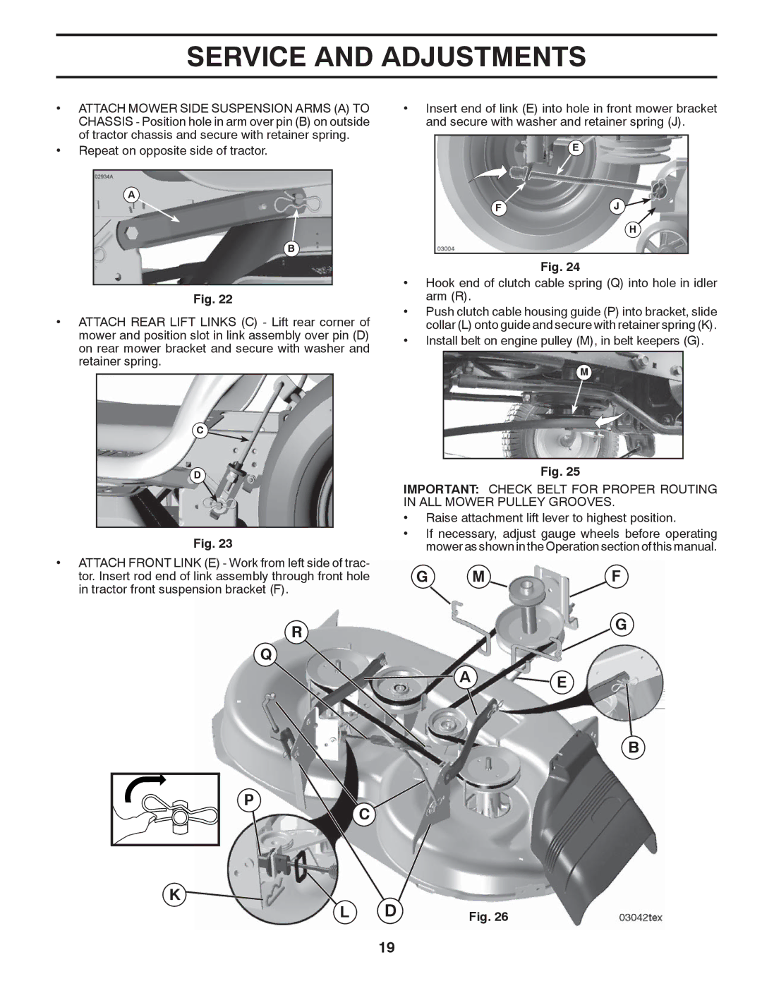 Poulan 96048000500, 532 43 88-78 manual Install belt on engine pulley M, in belt keepers G 