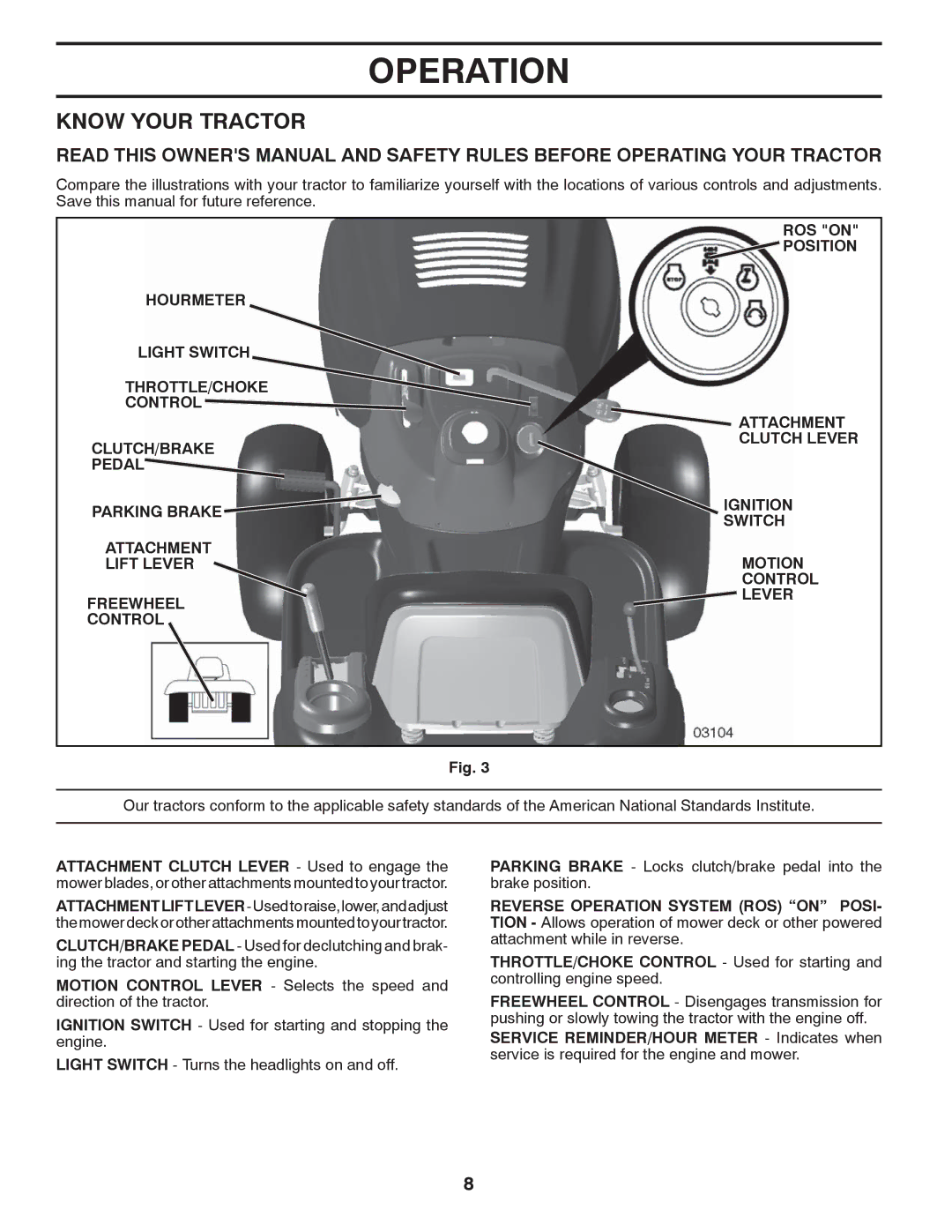 Poulan 532 43 88-78, 96048000500 manual Know Your Tractor 