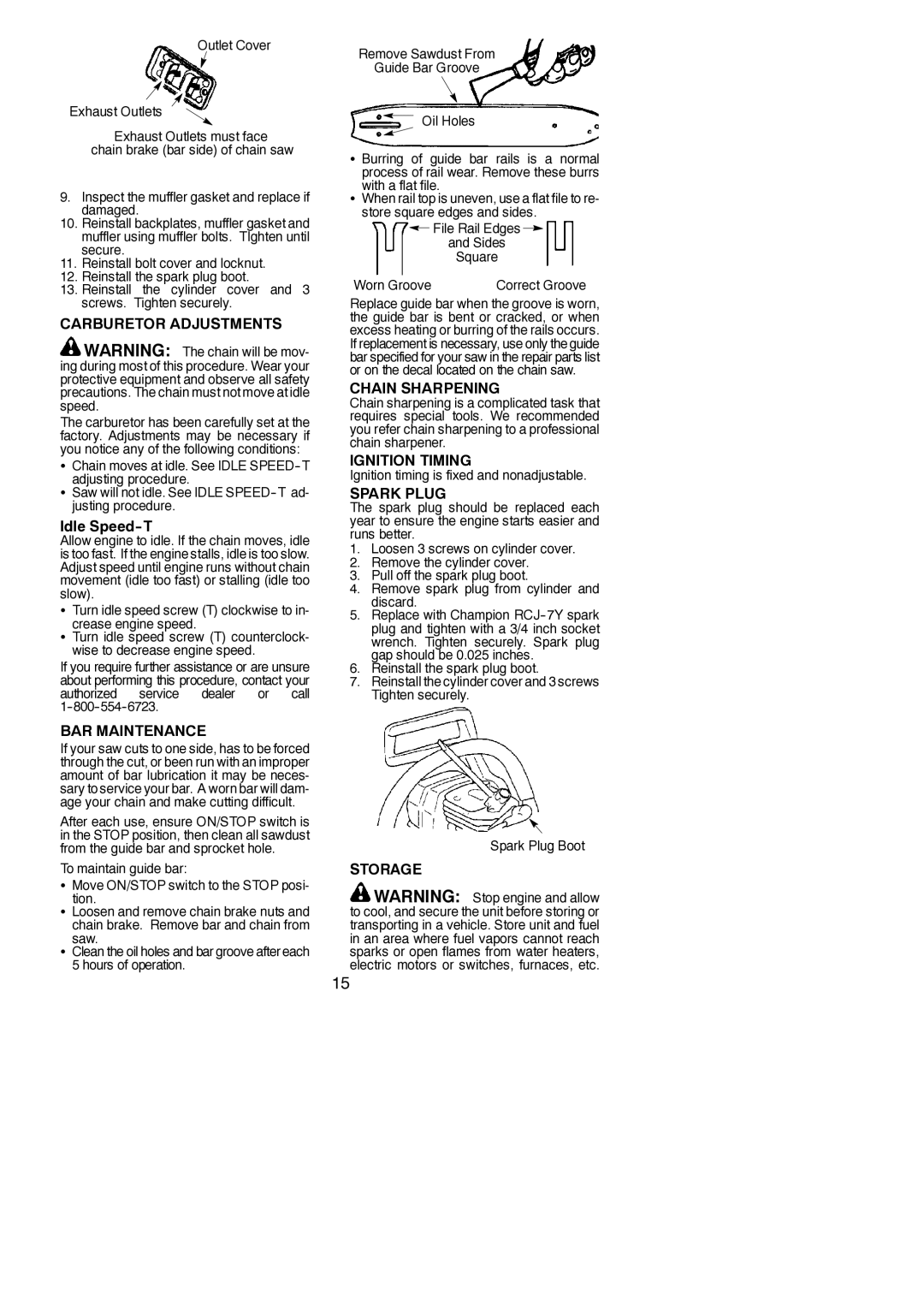 Poulan 545047502 instruction manual Storage 