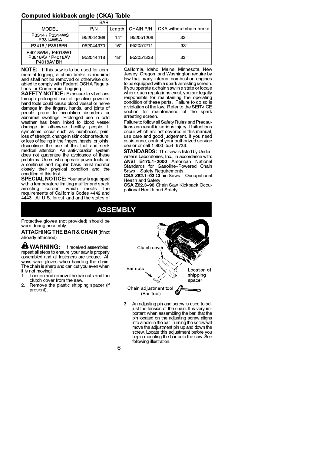 Poulan 545047535 instruction manual Assembly, Attaching the BAR & Chain If not 