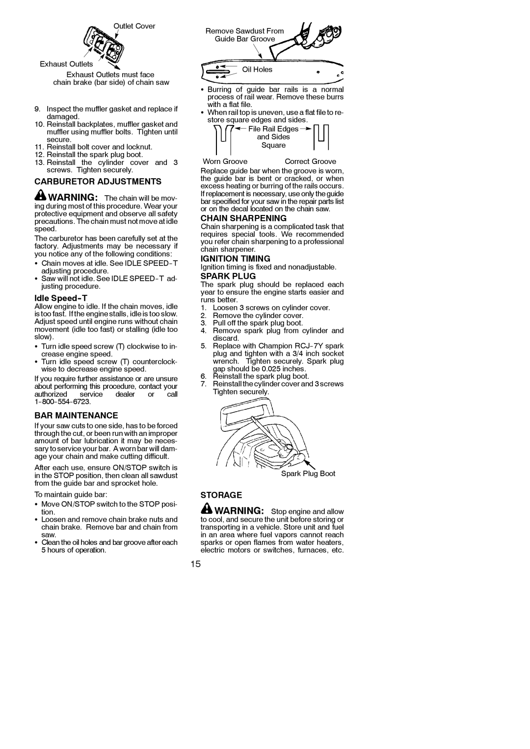 Poulan 545047542 instruction manual Storage 