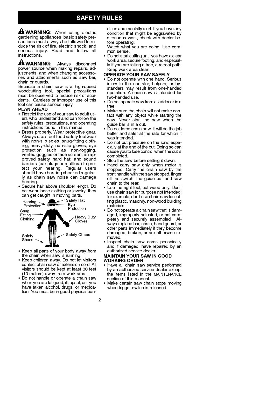 Poulan 545117548 instruction manual Safety Rules, Operate Your SAW Safely, Plan Ahead 