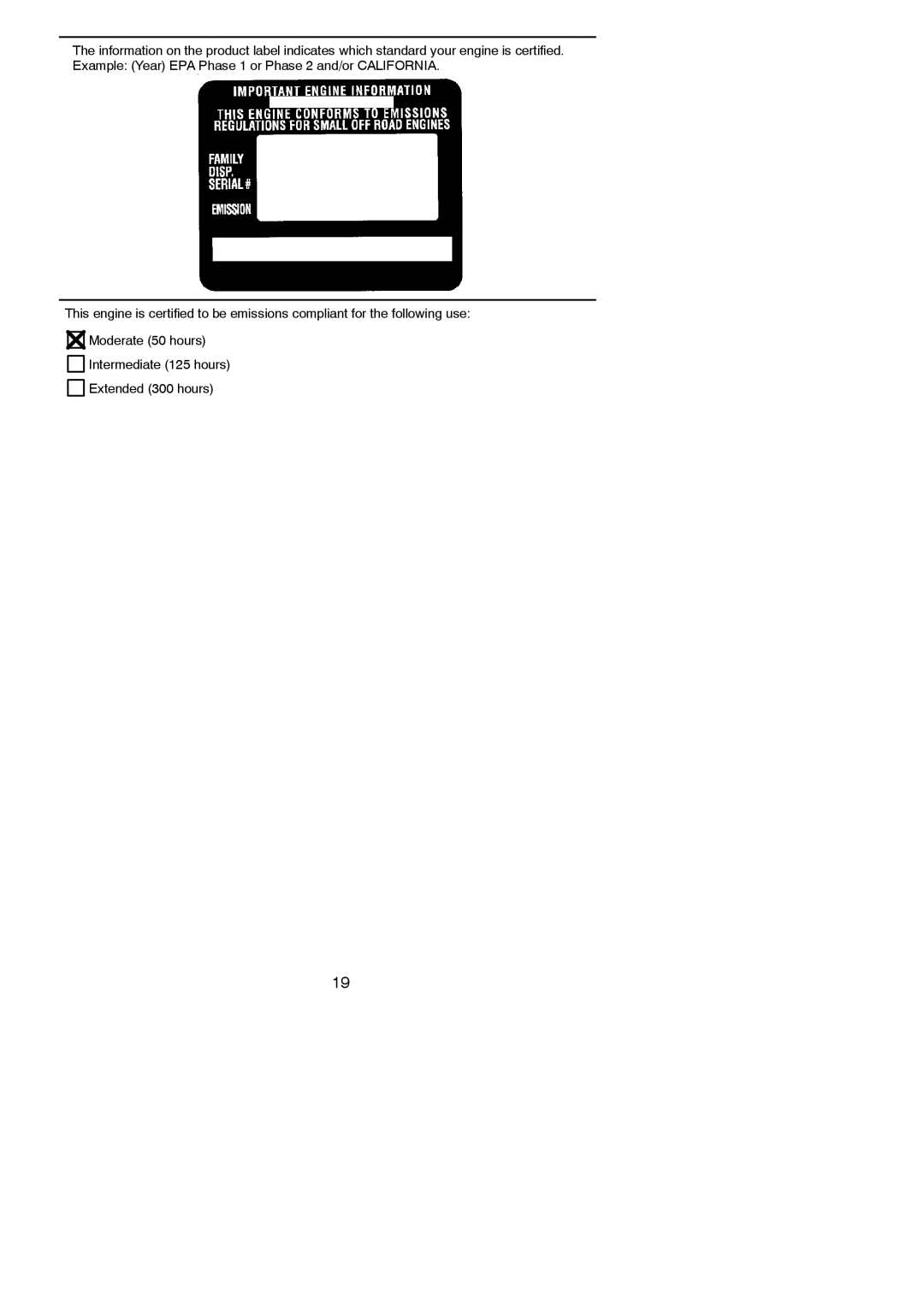 Poulan 545123817 instruction manual Intermediate 125 hours Extended 300 hours 