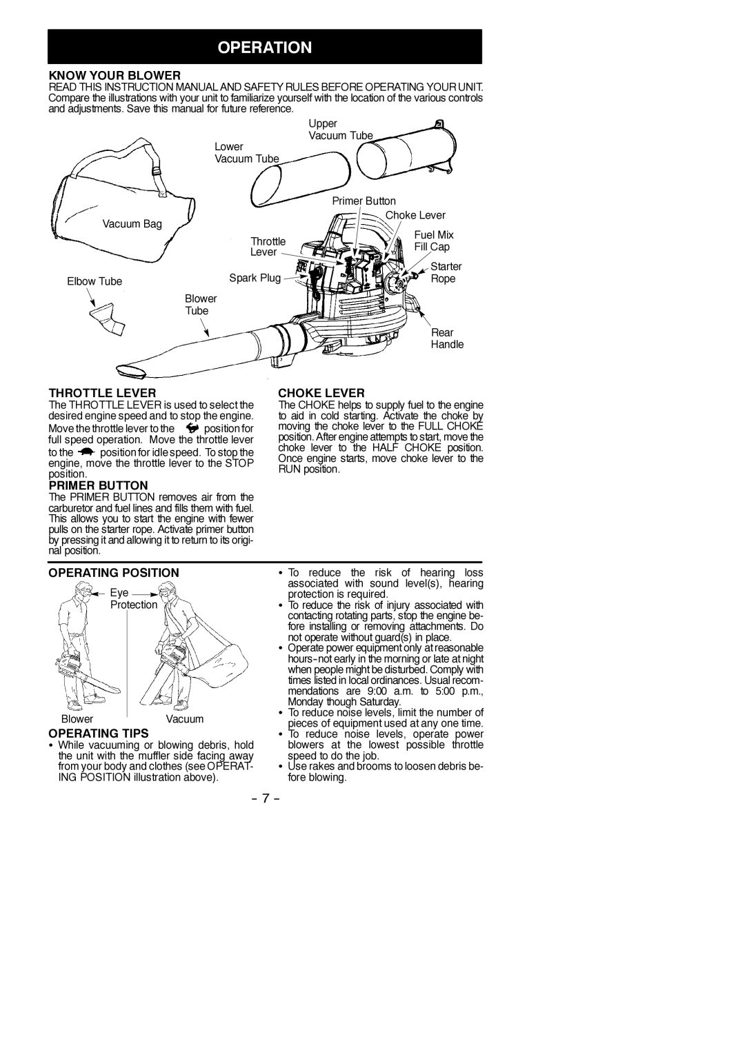 Poulan 545137219 instruction manual Operation 