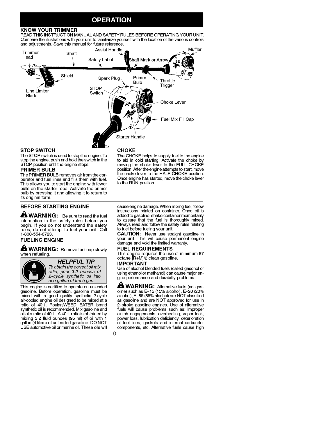 Poulan 545154717, P2500 instruction manual Operation 