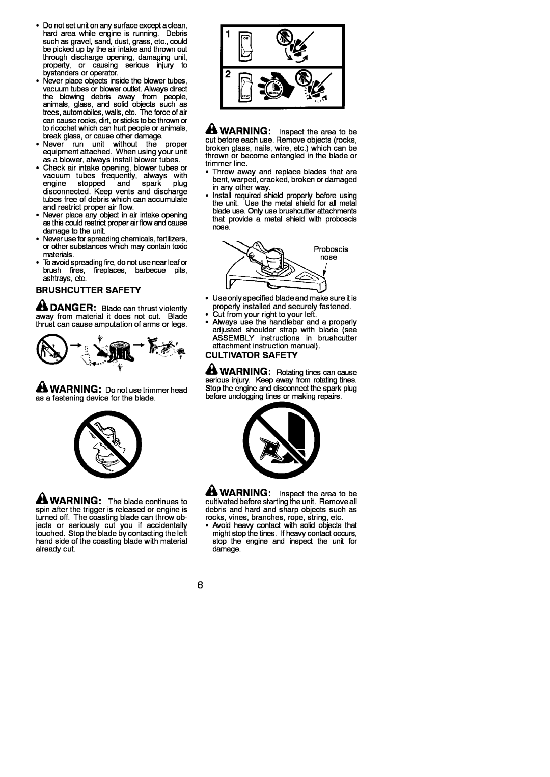Poulan 545177328 instruction manual Brushcutter Safety, Cultivator Safety 