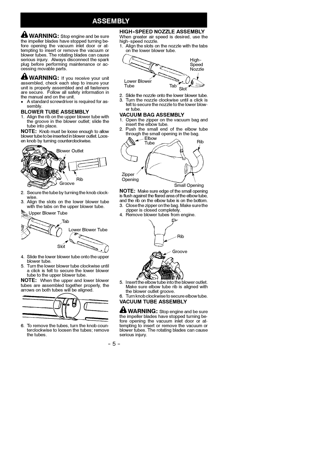 Poulan 545177387 Blower Tube Assembly, HIGH-SPEED Nozzle Assembly, Vacuum BAG Assembly, Vacuum Tube Assembly 