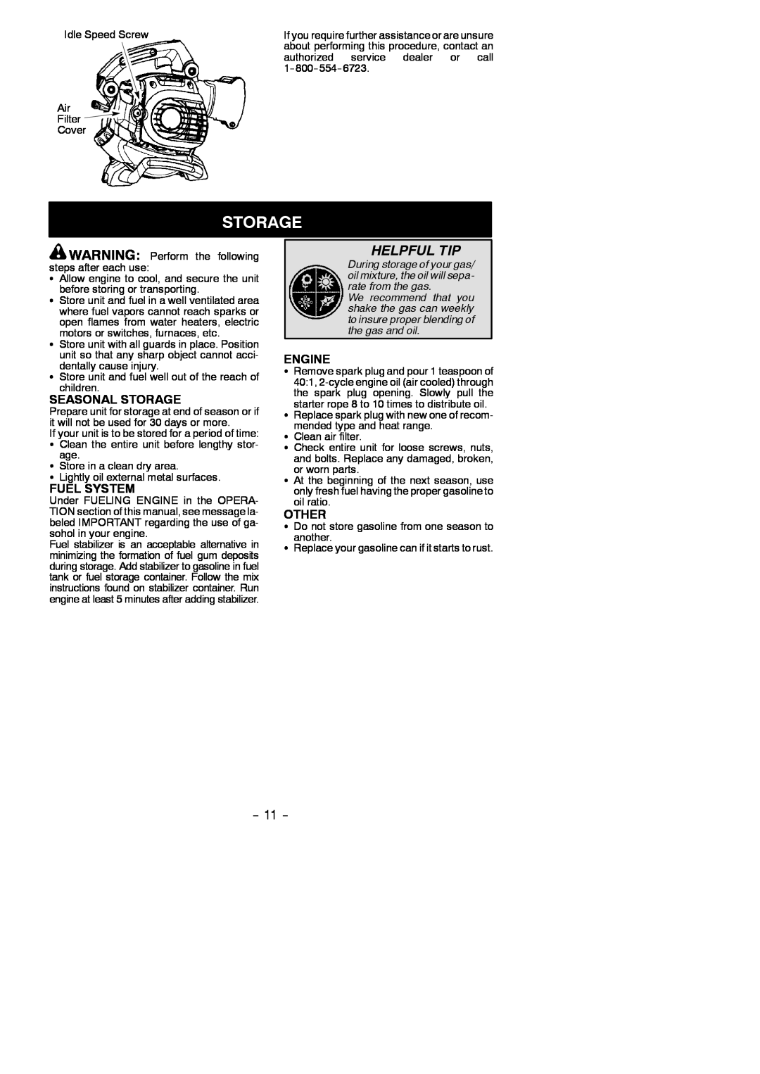 Poulan 545177387 instruction manual Helpful Tip, Seasonal Storage, Fuel System, Engine, Other 
