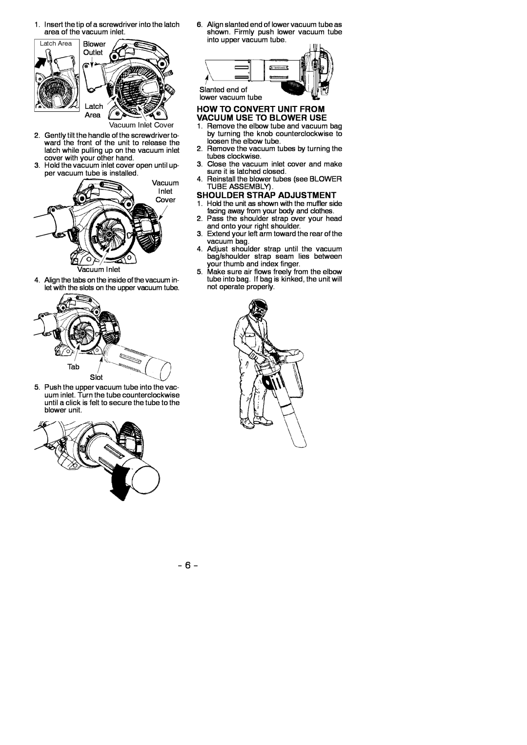 Poulan 545177387 instruction manual How To Convert Unit From Vacuum Use To Blower Use, Shoulder Strap Adjustment 