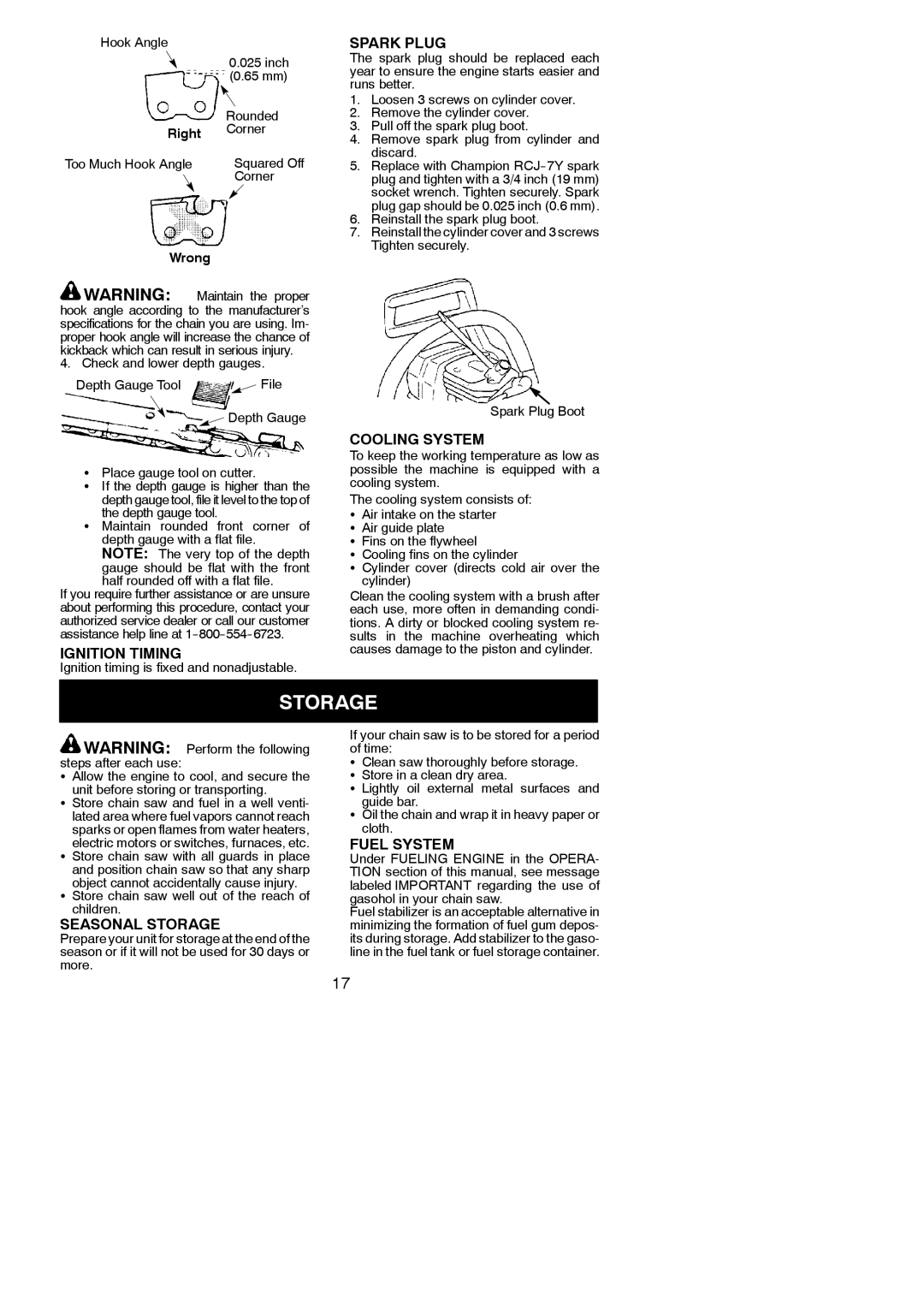 Poulan 545186803 instruction manual Storage 