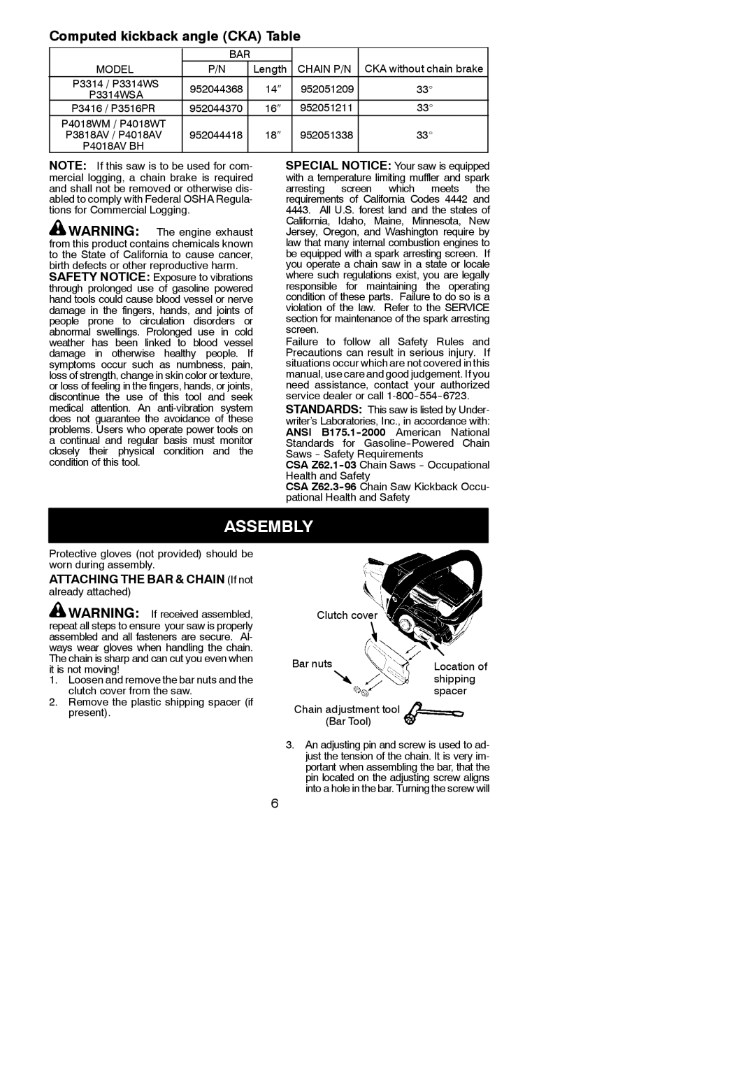 Poulan 545186804 instruction manual Assembly, Attaching the BAR & Chain If not 