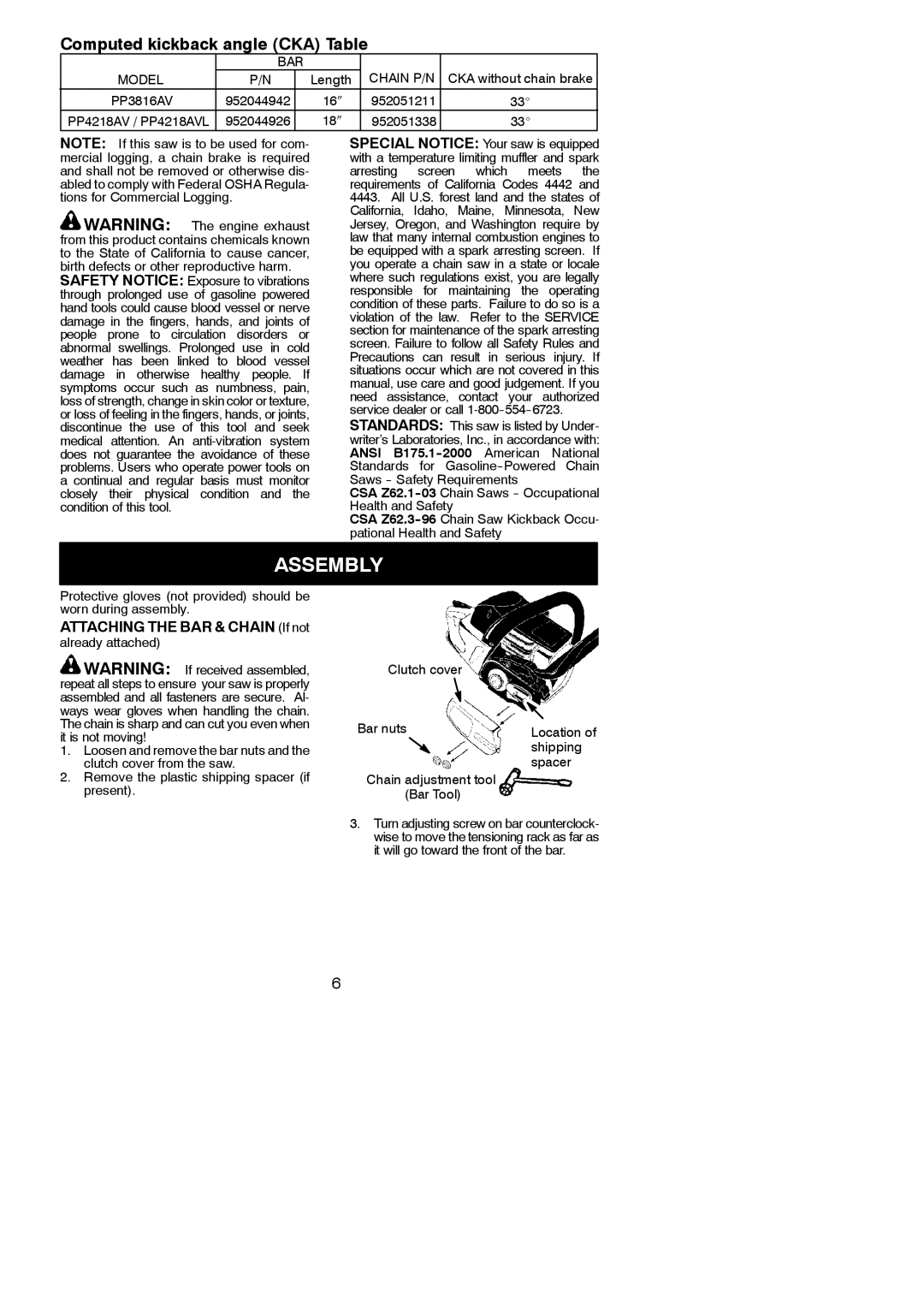 Poulan 545186805 instruction manual Assembly, Attaching the BAR & Chain If not 