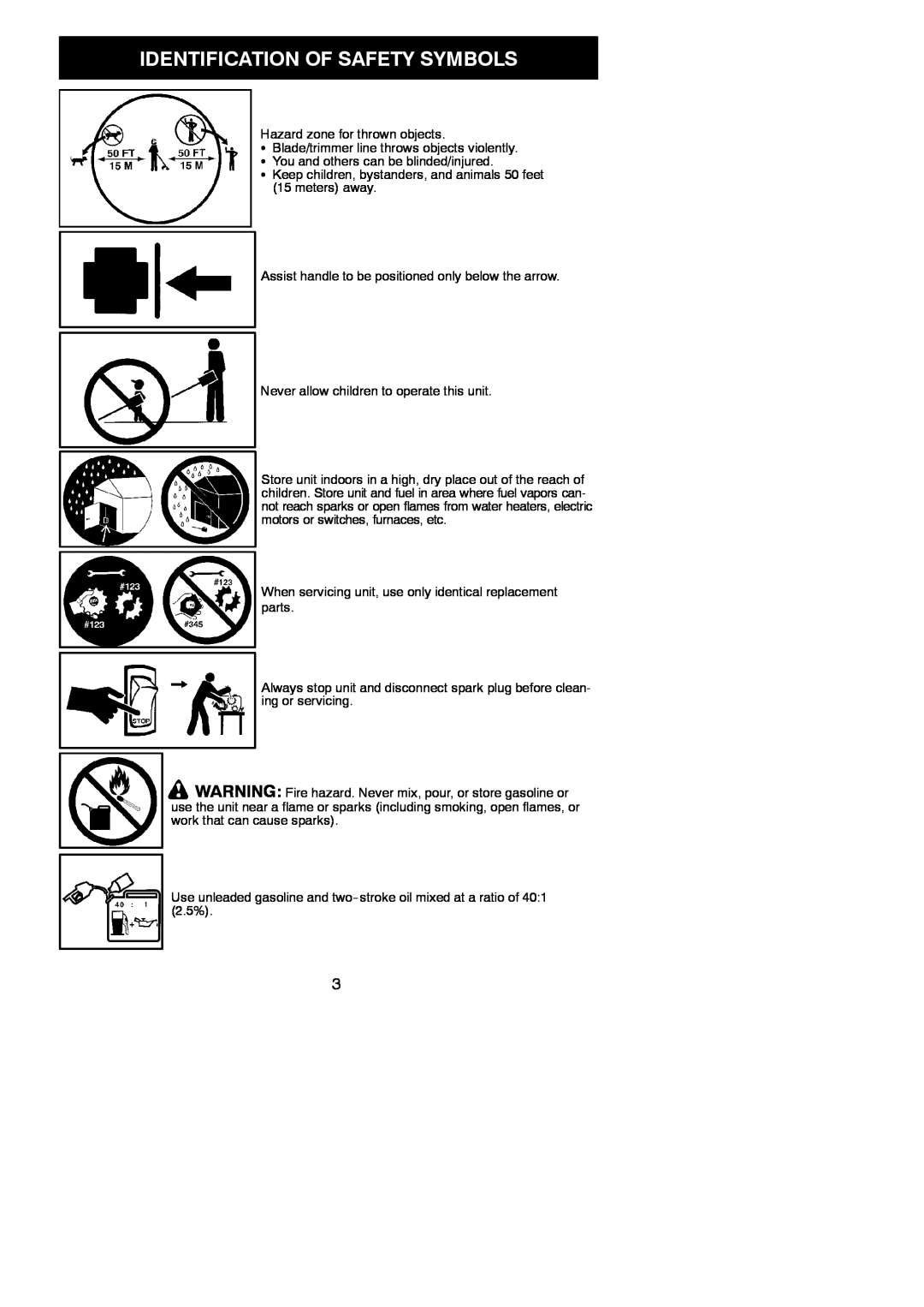 Poulan 545186843 instruction manual Identification Of Safety Symbols, Hazard zone for thrown objects 