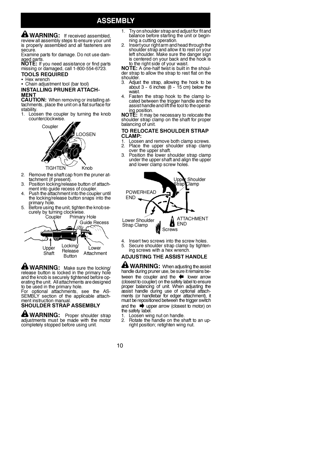 Poulan 810 EP instruction manual Assembly 