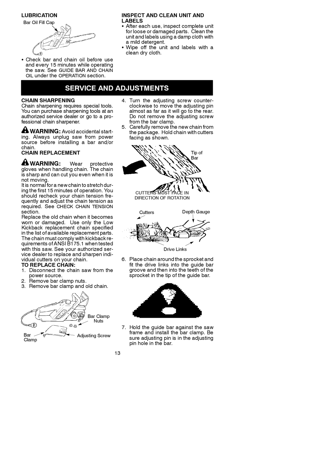 Poulan 952044370 instruction manual Service and Adjustments 