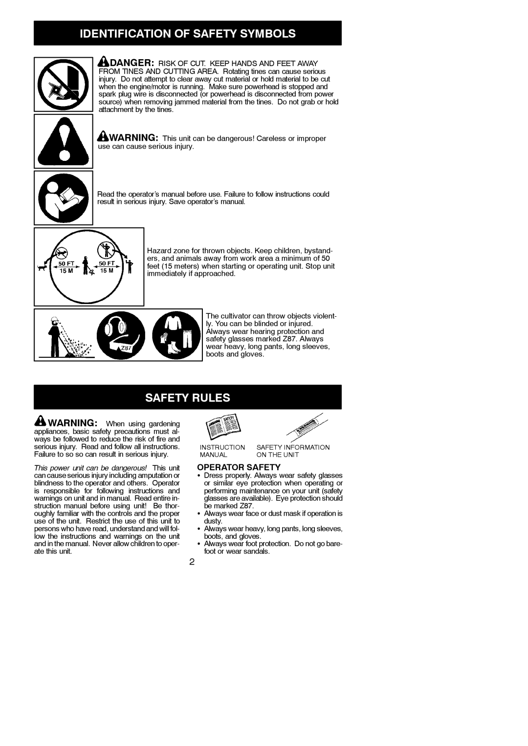 Poulan 952711608, 545212825 instruction manual Identification of Safety Symbols, Safety Rules, Operator Safety 