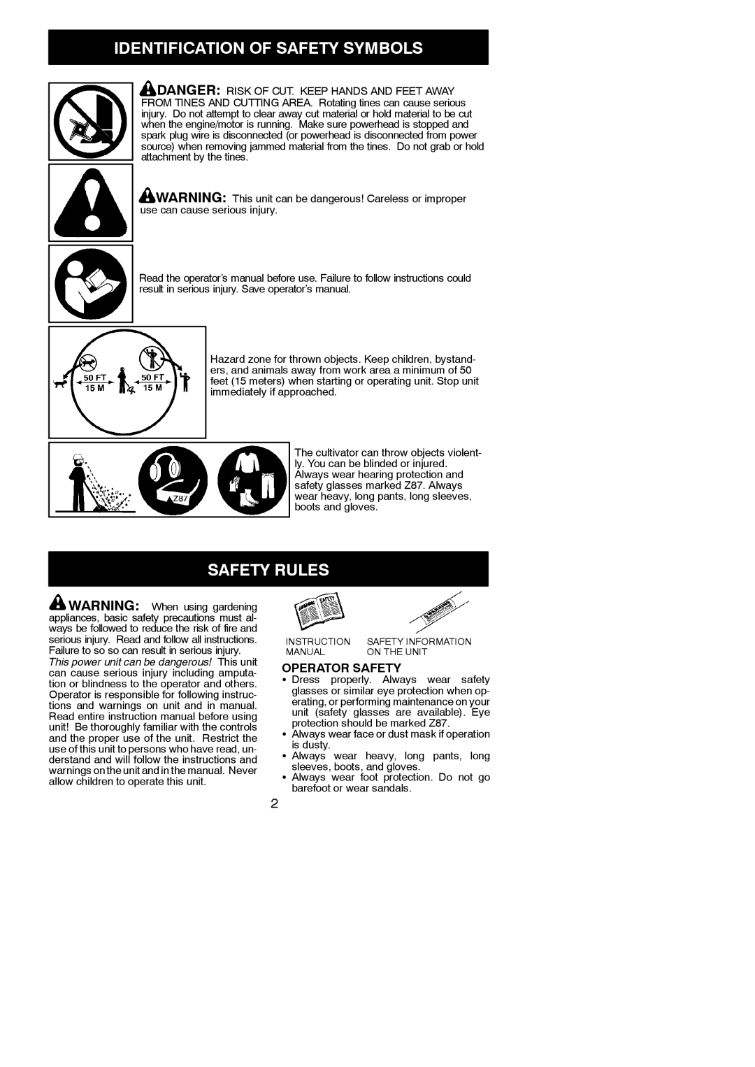 Poulan 952711826, 545212826 instruction manual Identification of Safety Symbols, Safety Rules, Operator Safety 