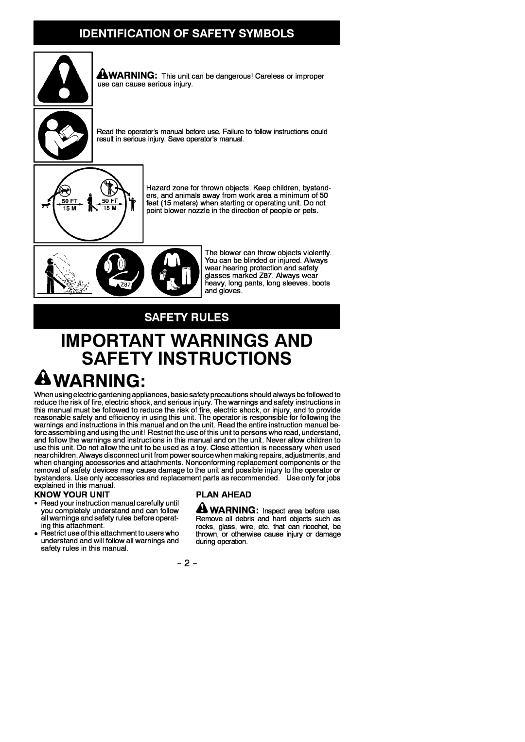 Poulan 952711827 Important Warnings And Safety Instructions Warning, Identification Of Safety Symbols, Safety Rules 