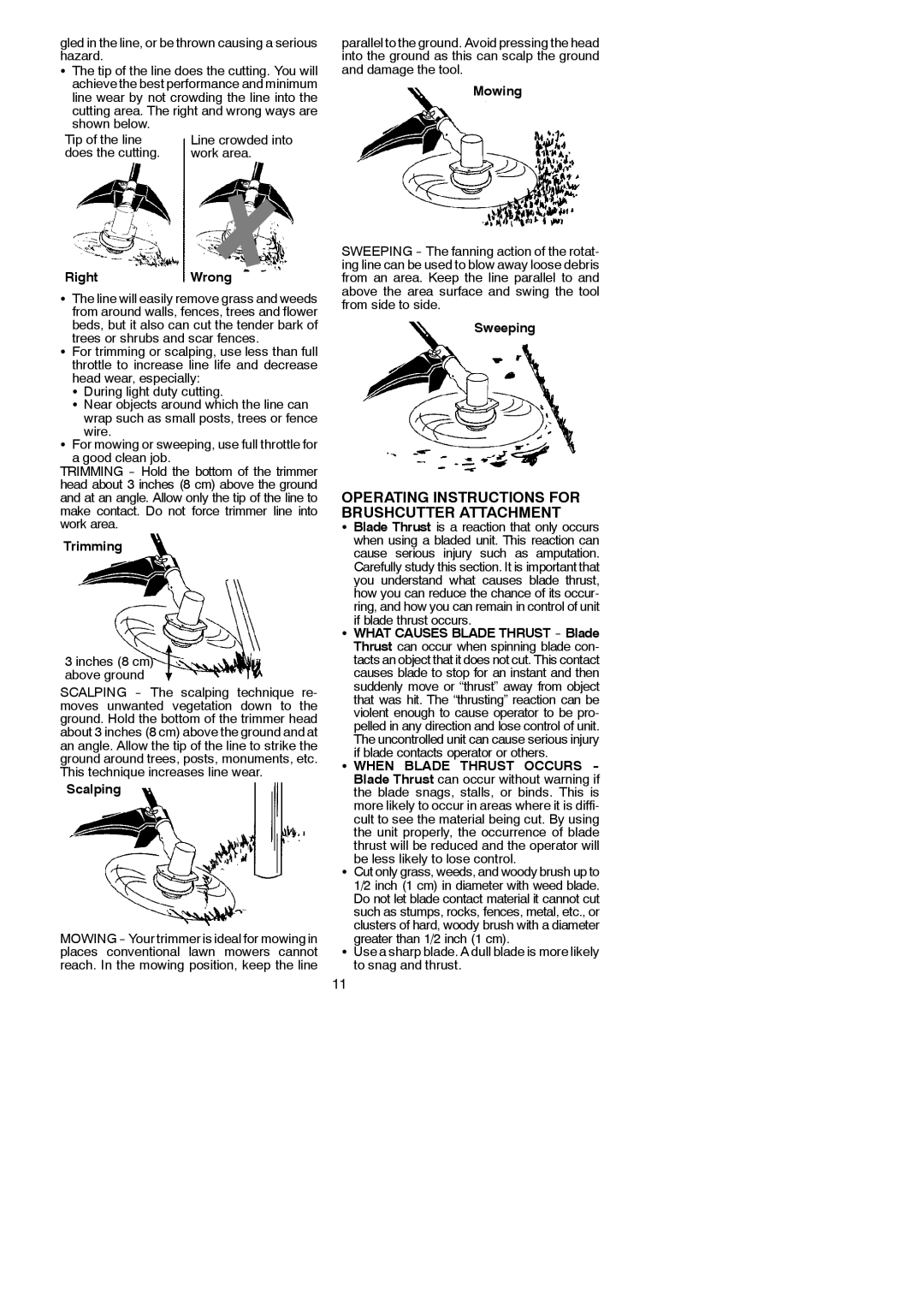 Poulan 545212832, 952711828 instruction manual Operating Instructions for Brushcutter Attachment 