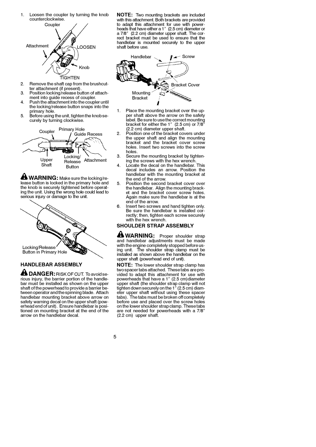 Poulan 545212832, 952711828 Handlebar Assembly, Shoulder Strap Assembly, Tighten, Handlebar Screw Bracket Cover Mounting 