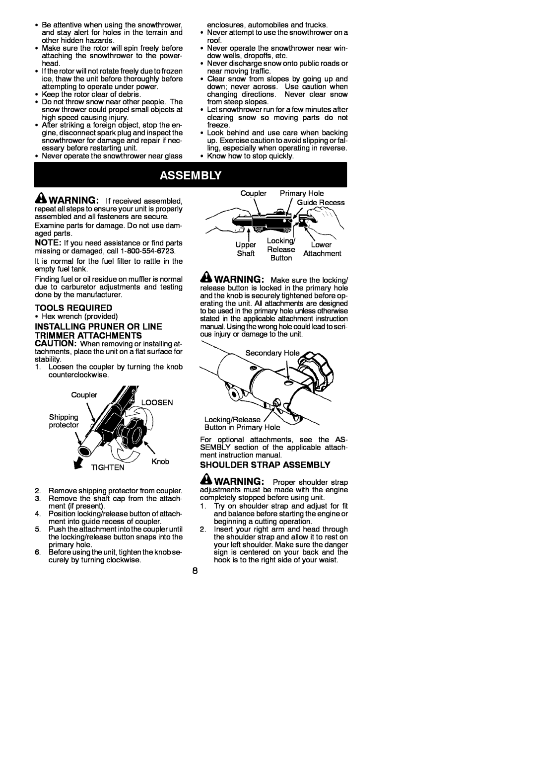 Poulan 952711882, PP46ET instruction manual Tools Required, Shoulder Strap Assembly 