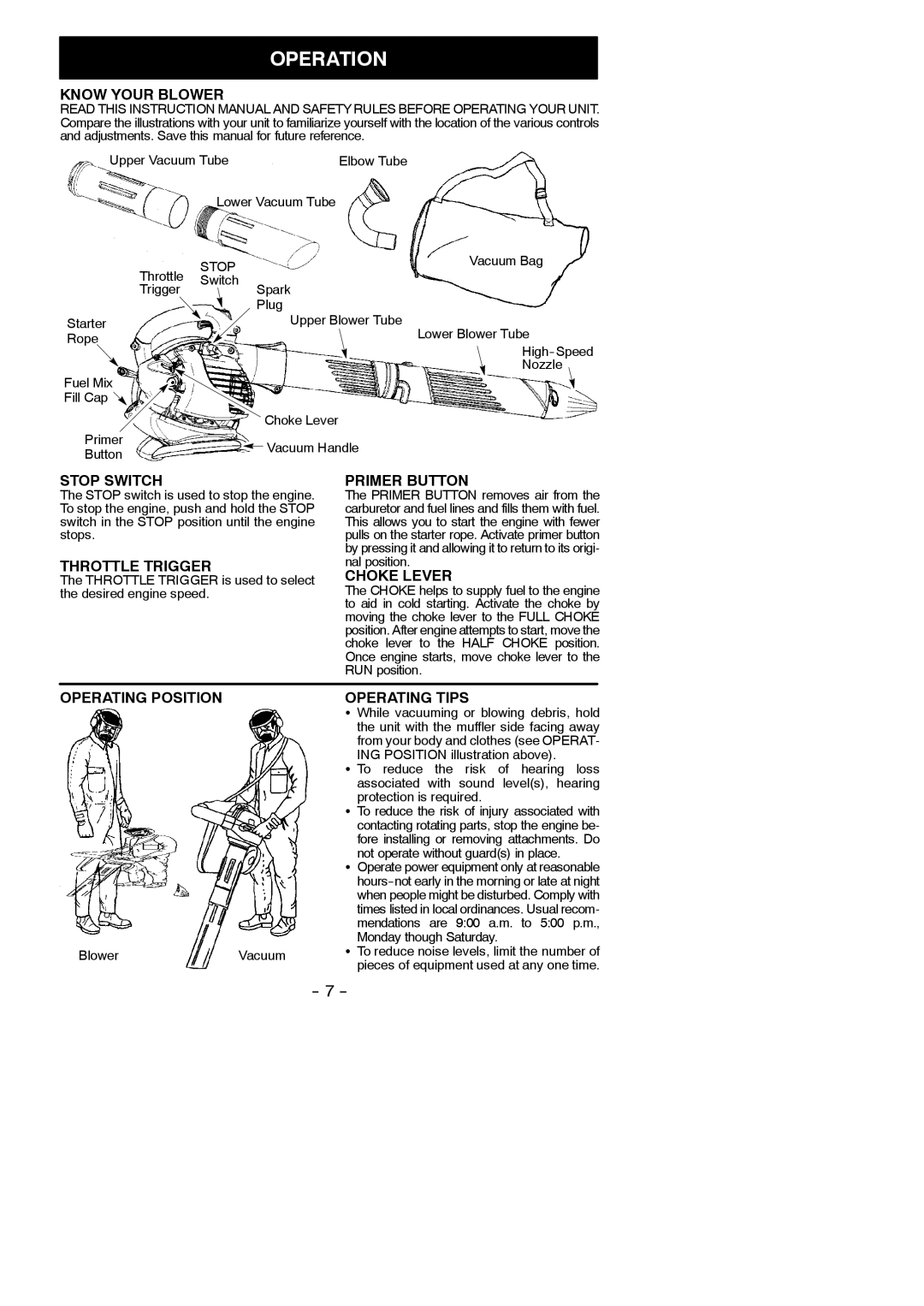 Poulan 115350727, 952711904 instruction manual Operation 