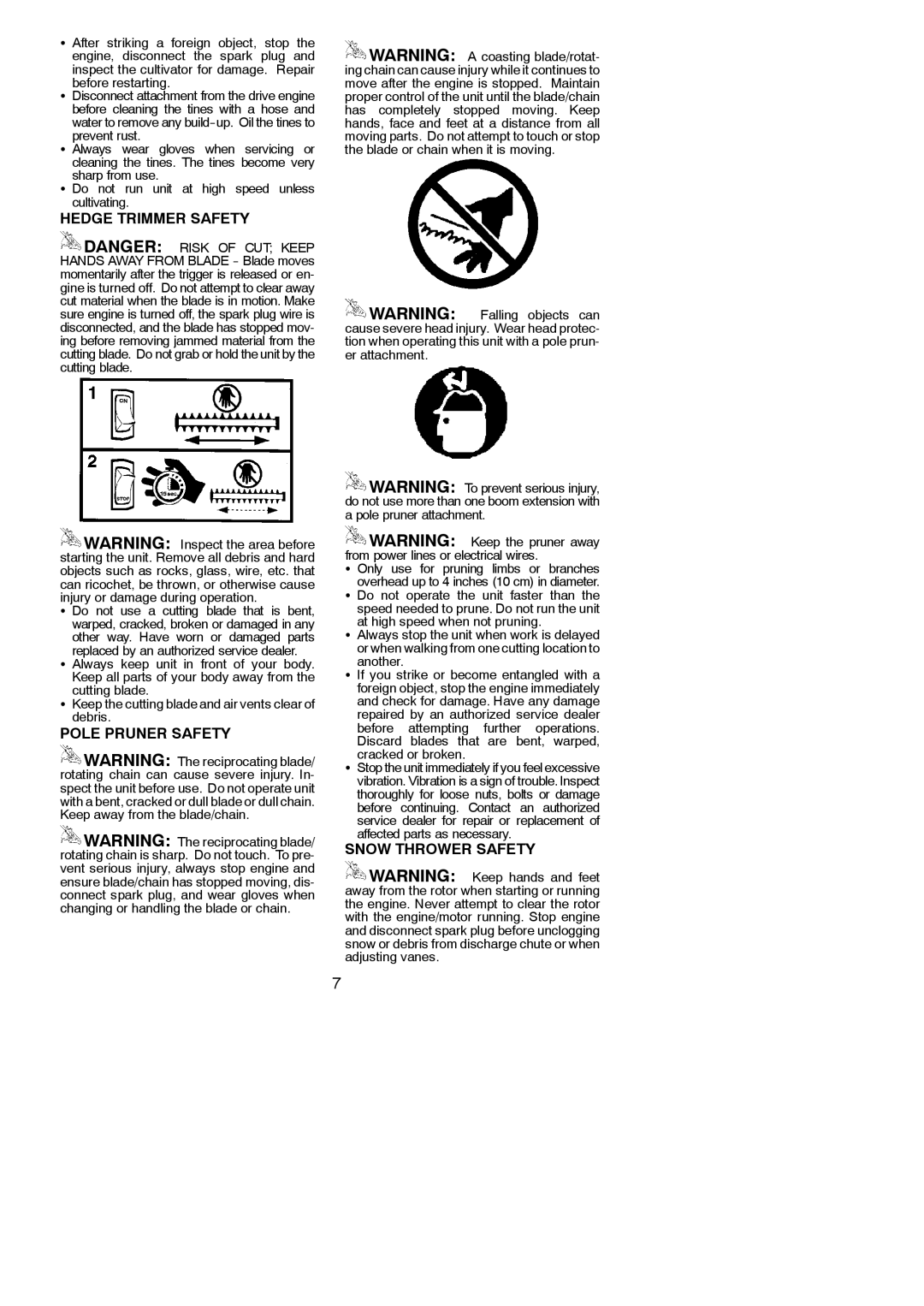 Poulan 115270526, 952711928 instruction manual Hedge Trimmer Safety, Pole Pruner Safety, Snow Thrower Safety, Another 