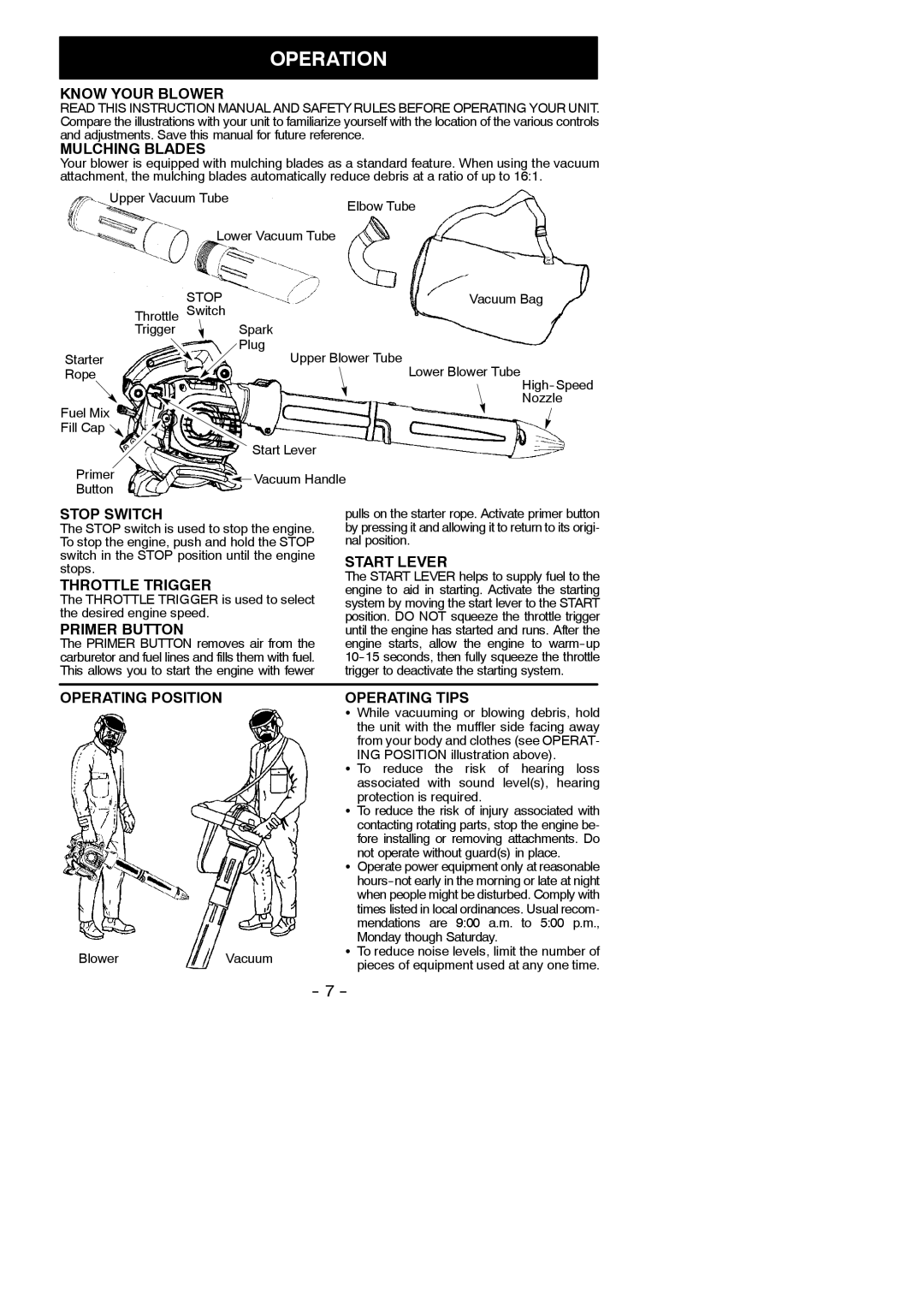 Poulan 115351327, 952711945 instruction manual Operation 